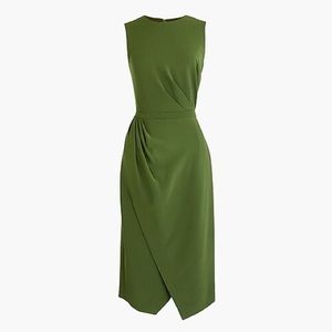 J. Crew asymmetric sheath dress, green, P 10